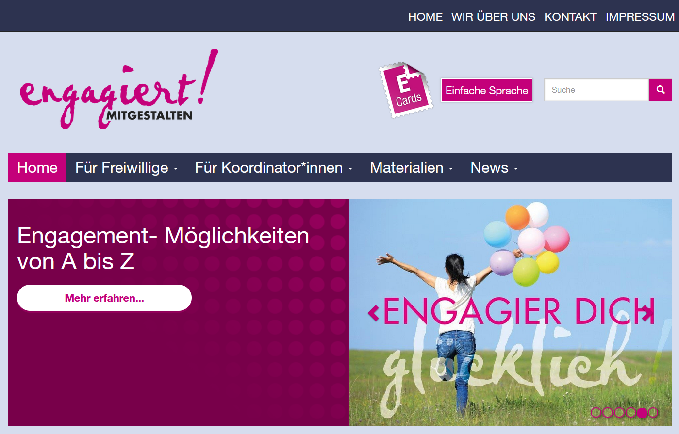 Bild von einem Screenshot der Engagementseite der Ev. Kirche von Kurhessen-Waldeck