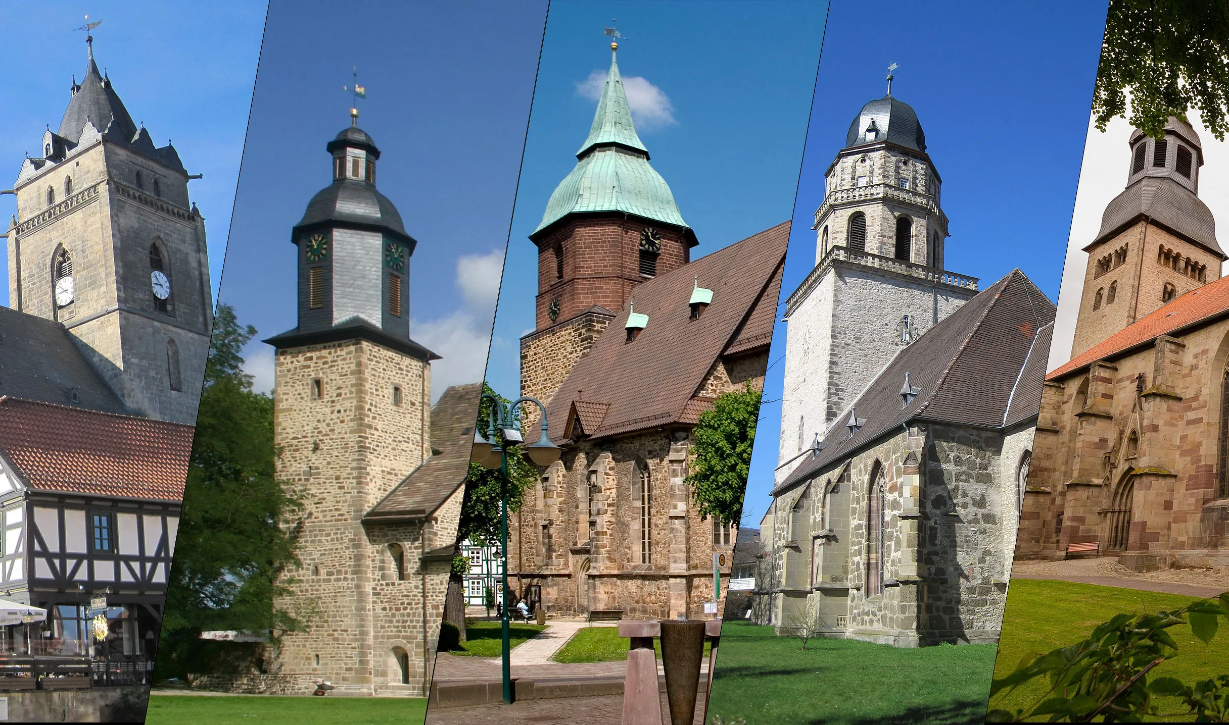 Bild von fünf Kirchen im Kirchenkreis Hofgeismar-Wolfhagen