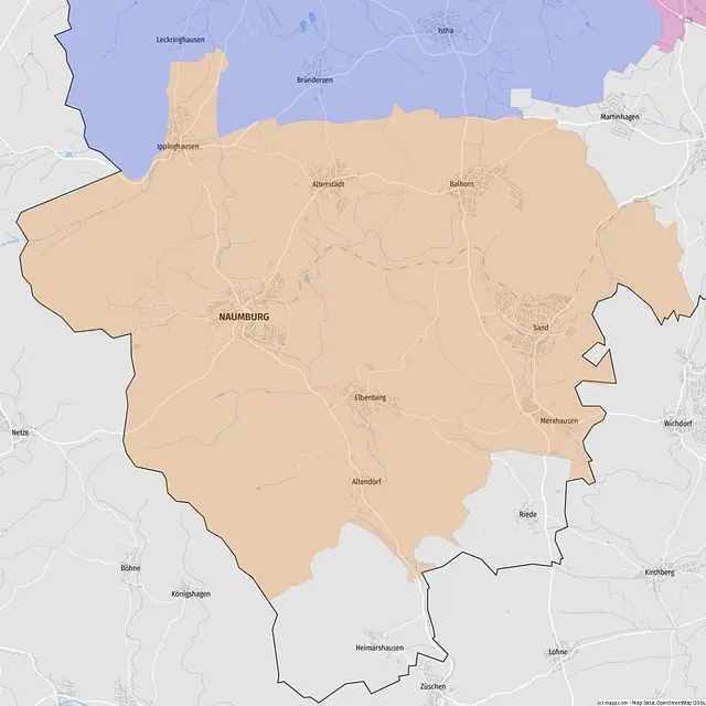 Karte des Kooperationsraums Elbe-Ems des Kirchenkreises Hofgeismar-Wolfhagen, farblich markiert (orange)